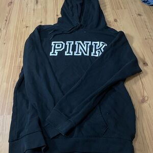 PINK Victoria's Secret Black Hoodie with White Lettering